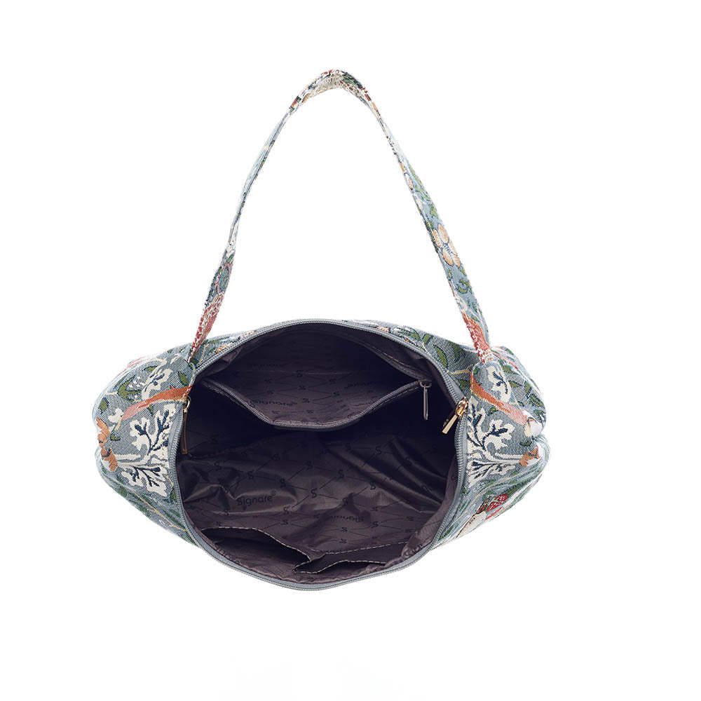 William Morris Strawberry Thief Grey Hobo Handbag Shoulder Bag