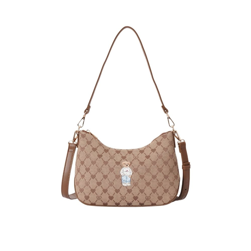 B-Loved Bear Beige Moon-Shaped Underarm Handbag