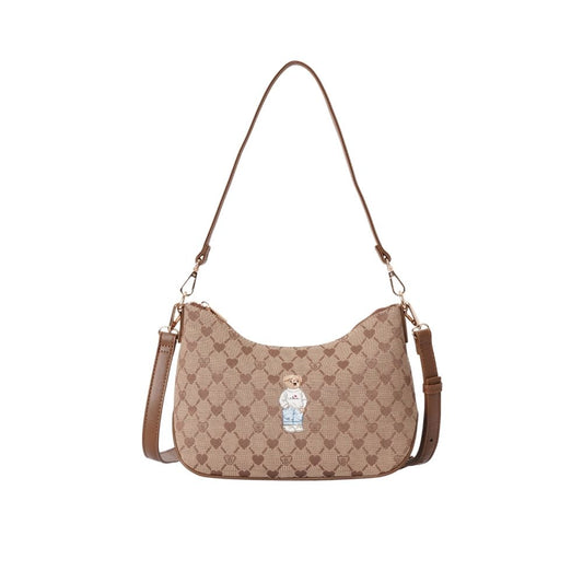 B-Loved Bear Beige Moon-Shaped Underarm Handbag