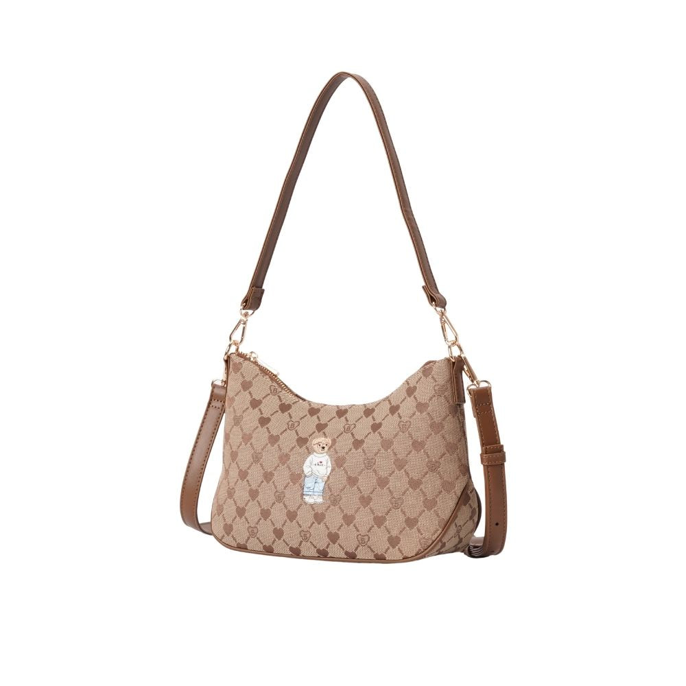 B-Loved Bear Beige Moon-Shaped Underarm Handbag