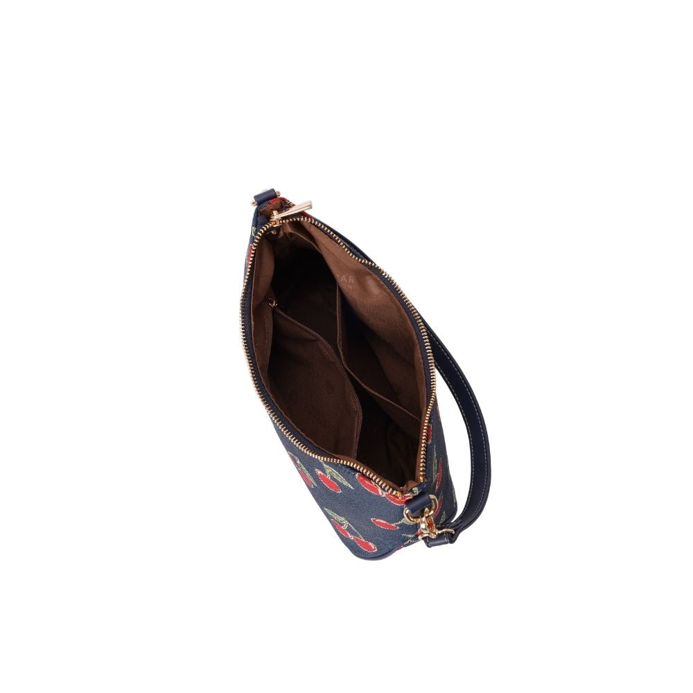 Cherry Denim Blue Moon-Shaped Underarm Handbag