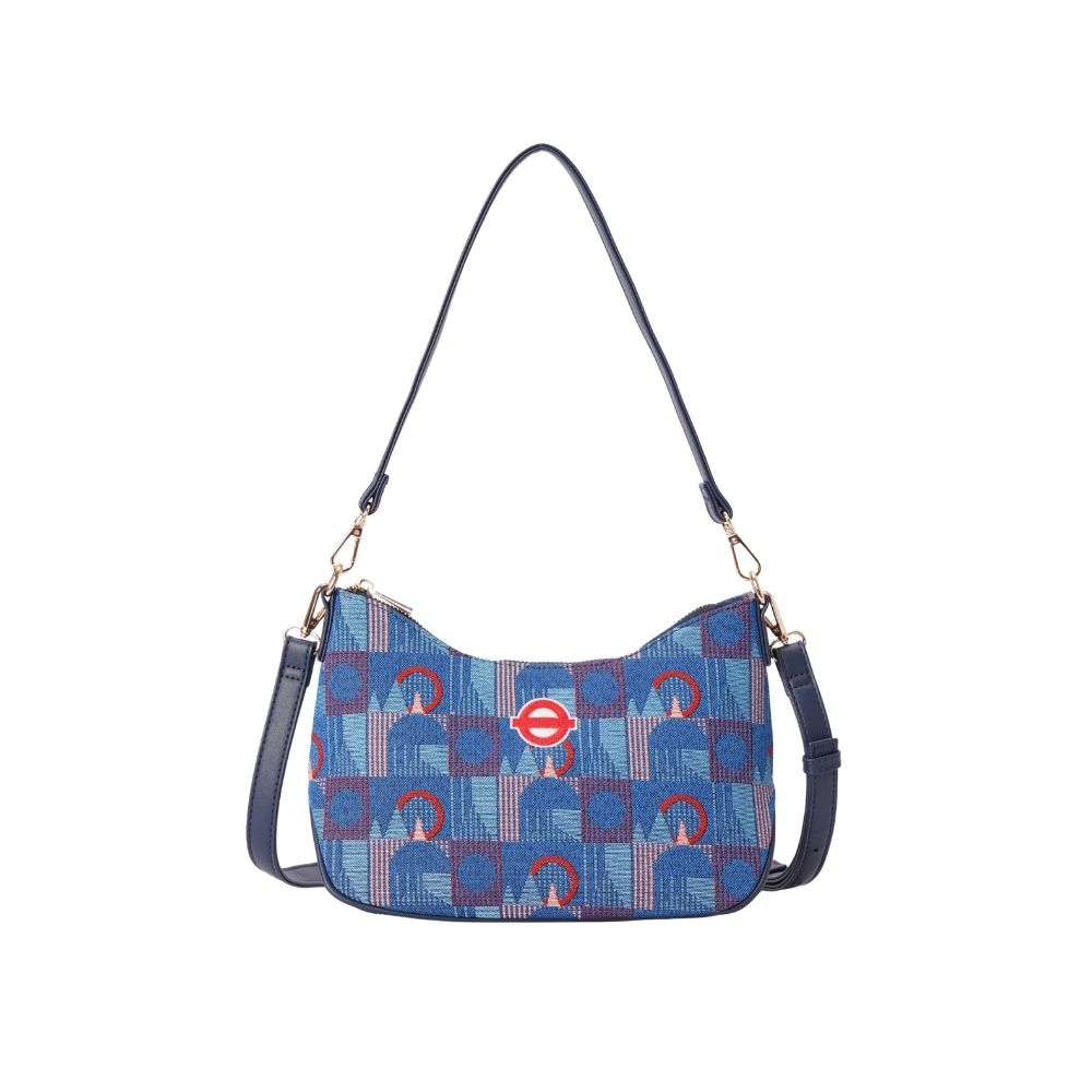 TfL Piccadilly Moquette Red Roundel Moon-Shaped Underarm Handbag
