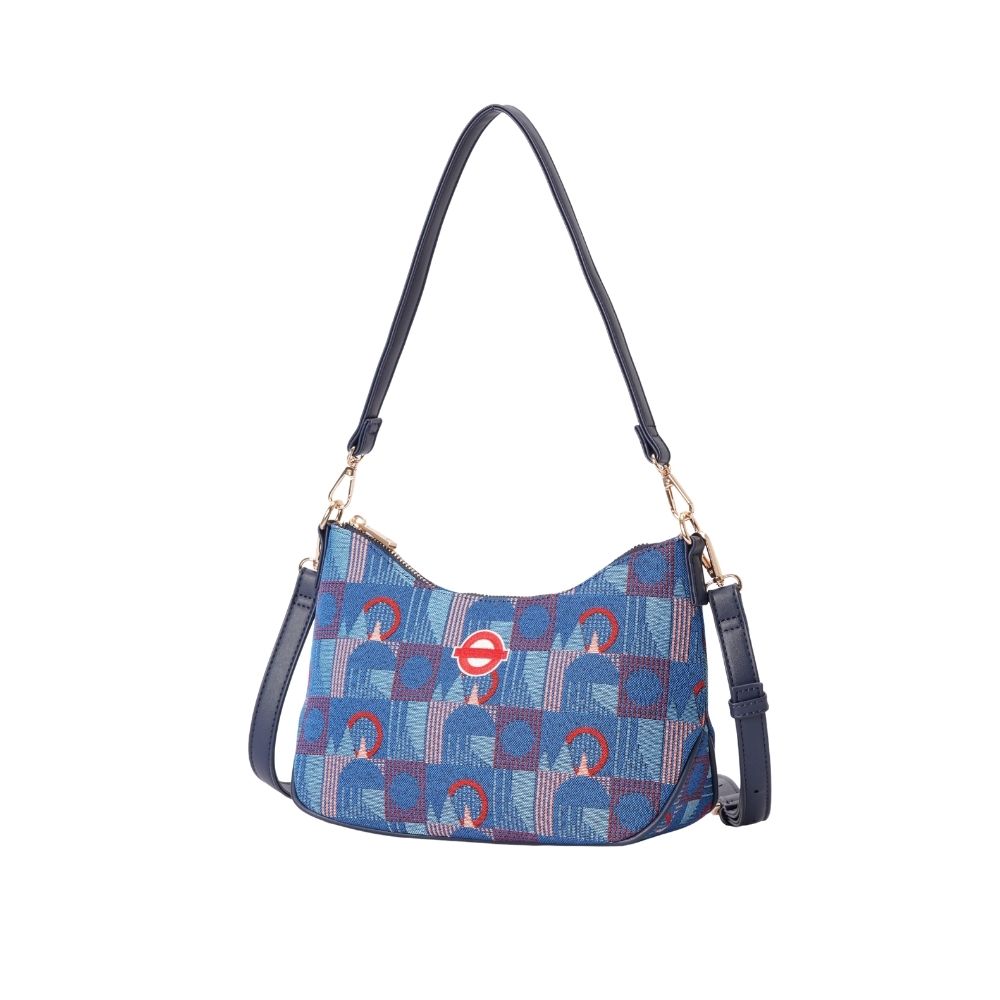 TfL Piccadilly Moquette Red Roundel Moon-Shaped Underarm Handbag