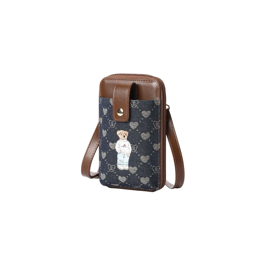 B-Loved Bear Denim Blue Smart Phone Crossbody Bag