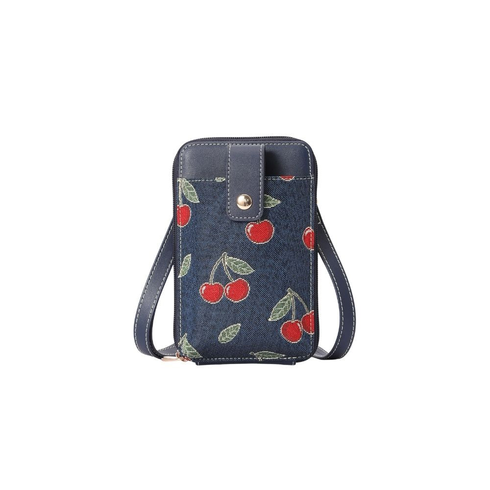 Cherry Denim Blue Smart Phone Crossbody Bag