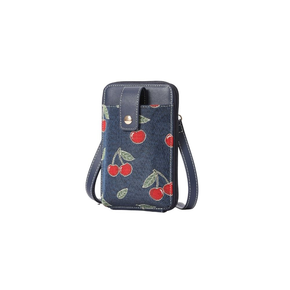 Cherry Denim Blue Smart Phone Crossbody Bag