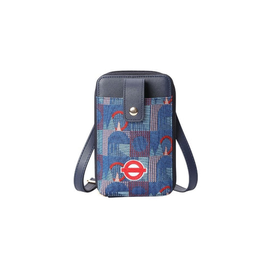 TfL Piccadilly Moquette Red Roundel Smart Phone Crossbody Bag