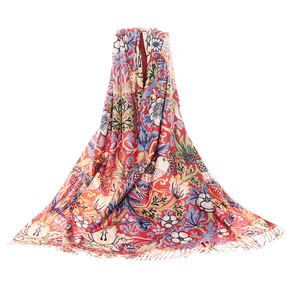 William Morris Strawberry Thief Red Art Pashmina