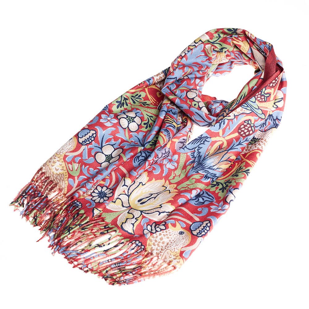 William Morris Strawberry Thief Red Art Pashmina