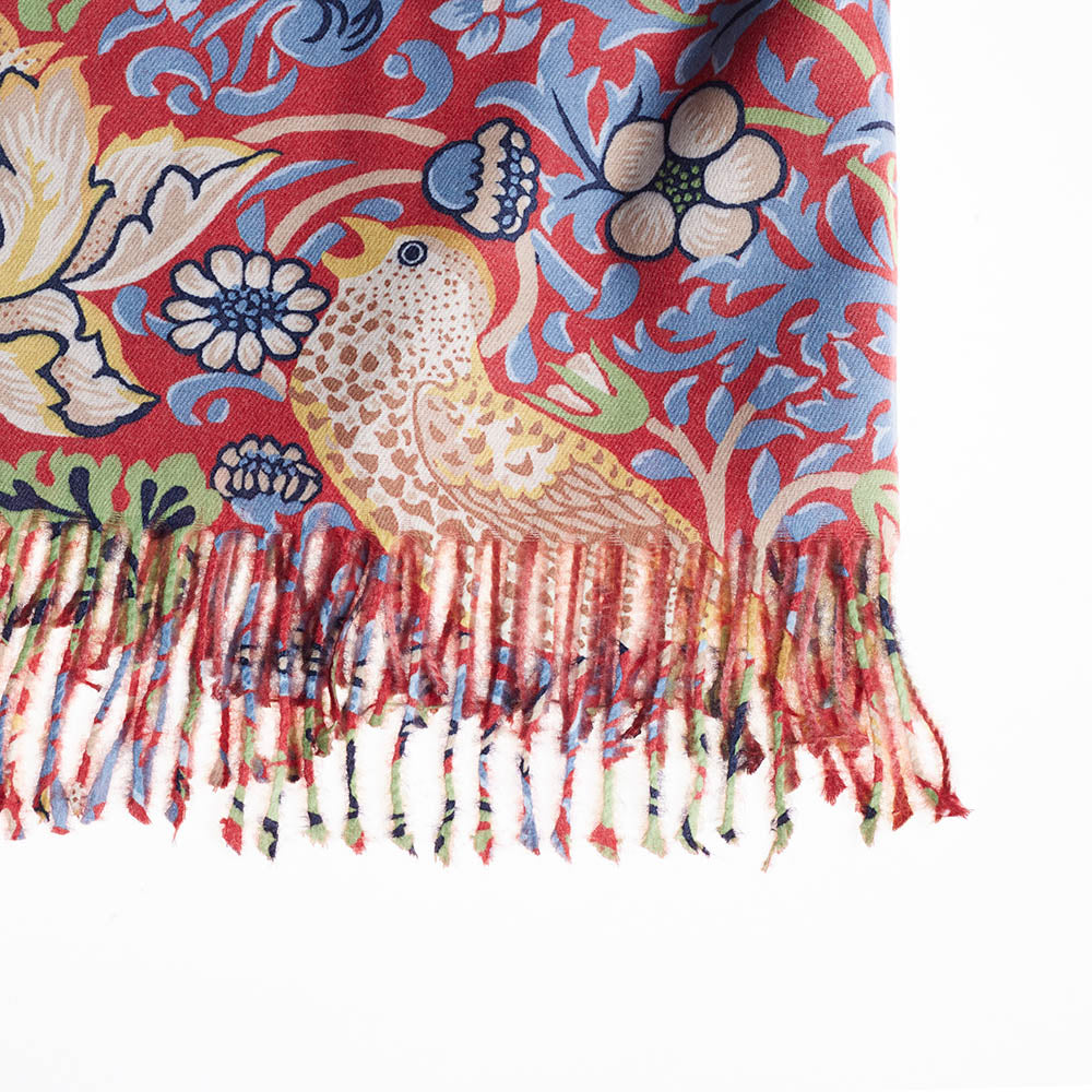 William Morris Strawberry Thief Red Art Pashmina