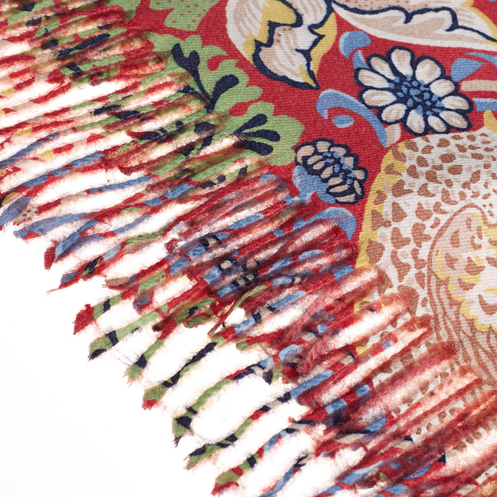 William Morris Strawberry Thief Red Art Pashmina