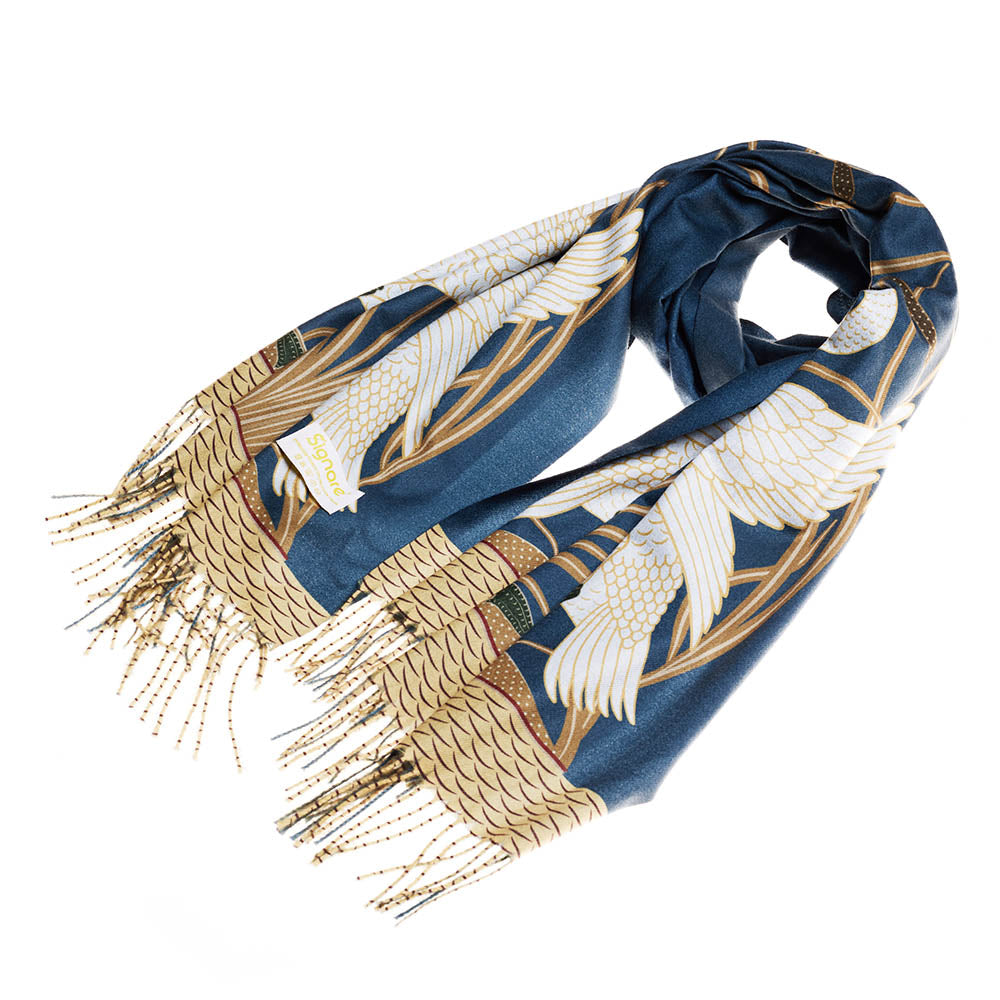 Swan, Rush and Iris Art Pashmina