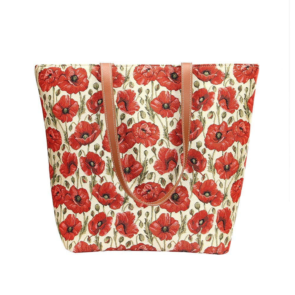 Poppy Red Floral Tapestry Shoulder Bag