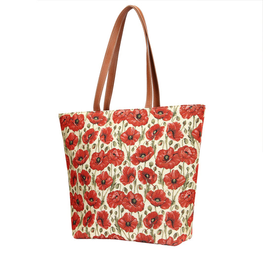Poppy Red Floral Tapestry Shoulder Bag