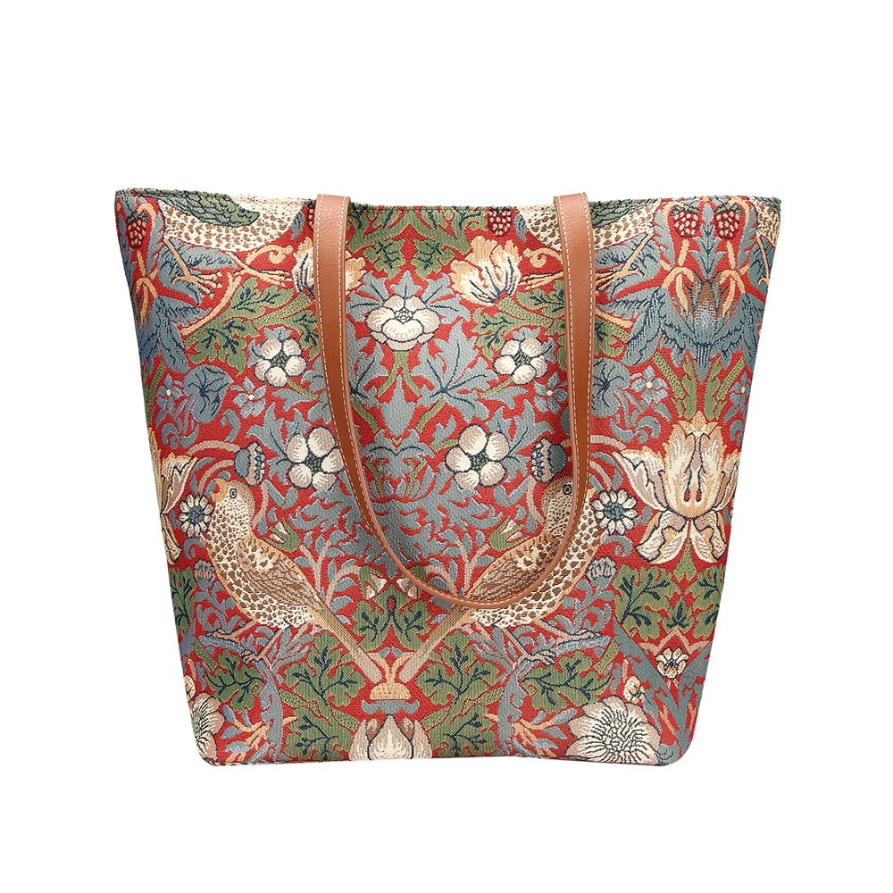 William Morris Strawberry Thief Red Tapestry Shoulder Bag
