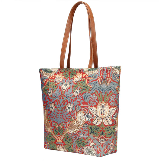 William Morris Strawberry Thief Red Tapestry Shoulder Bag