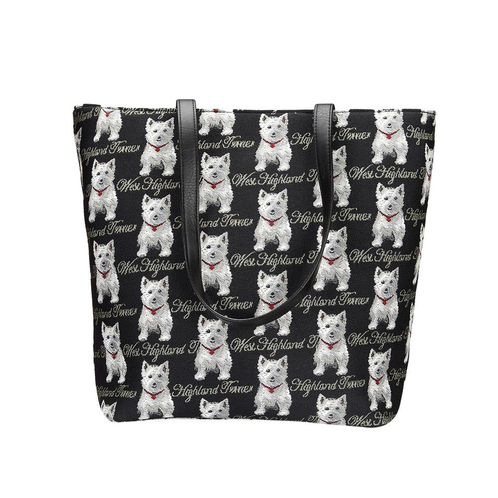 Westie Dog Black Tapestry Shoulder Bag
