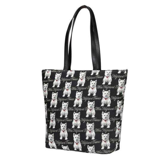 Westie Dog Black Tapestry Shoulder Bag