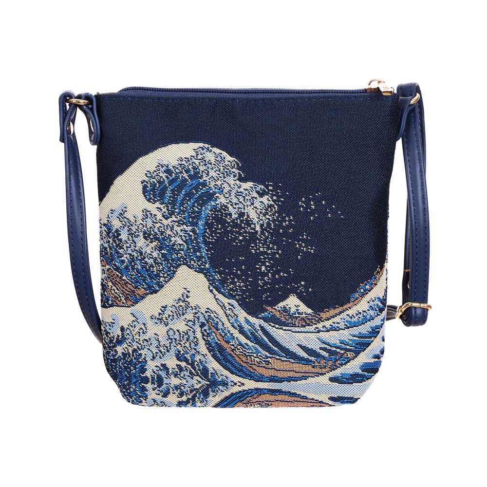 Great Wave off Kanagawa Navy Blue Sling Bag Purse Crossbody