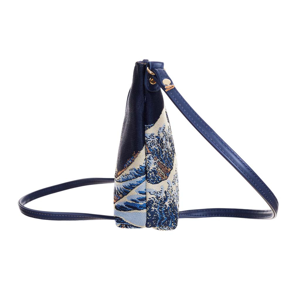 Great Wave off Kanagawa Navy Blue Sling Bag Purse Crossbody