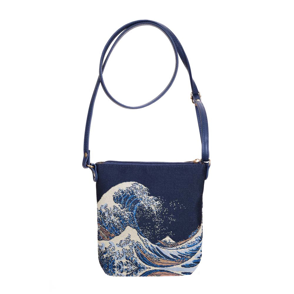 Great Wave off Kanagawa Navy Blue Sling Bag Purse Crossbody