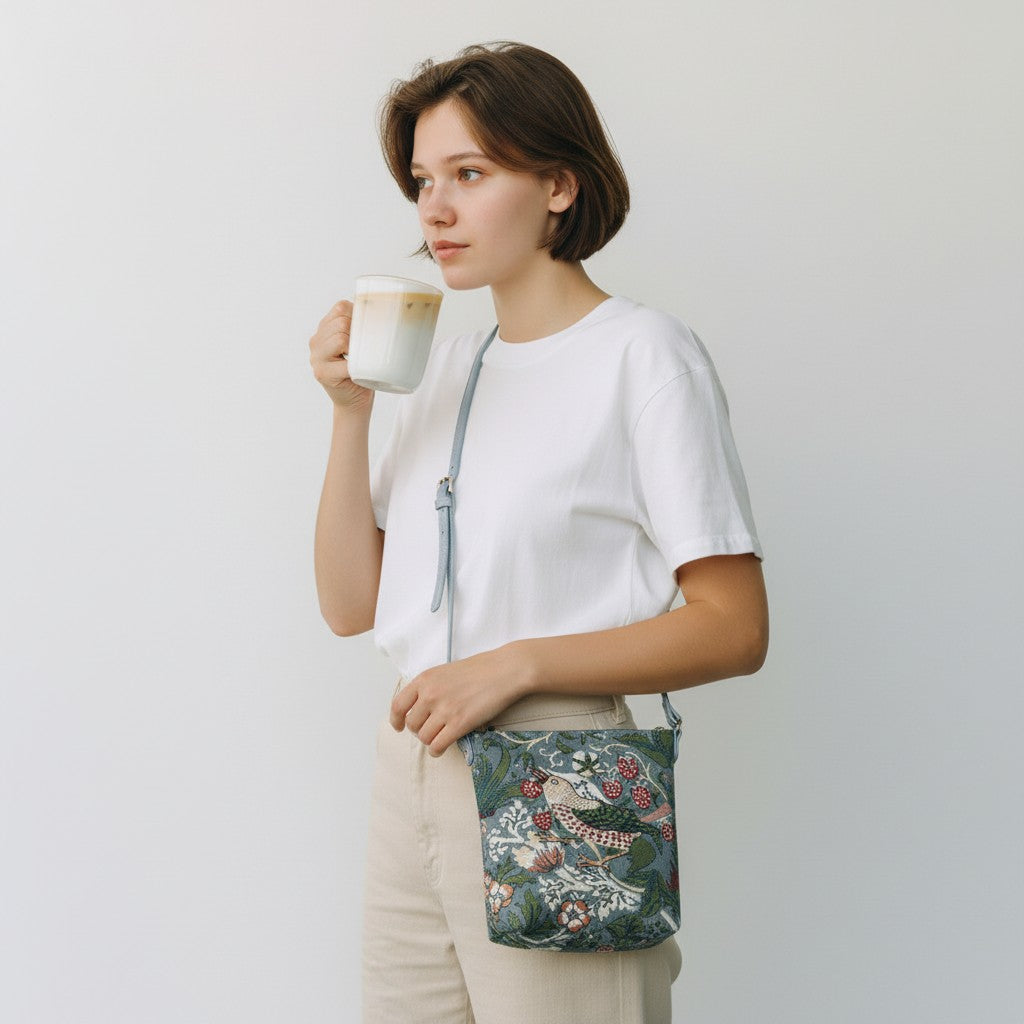 William Morris Strawberry Thief Grey Sling Bag