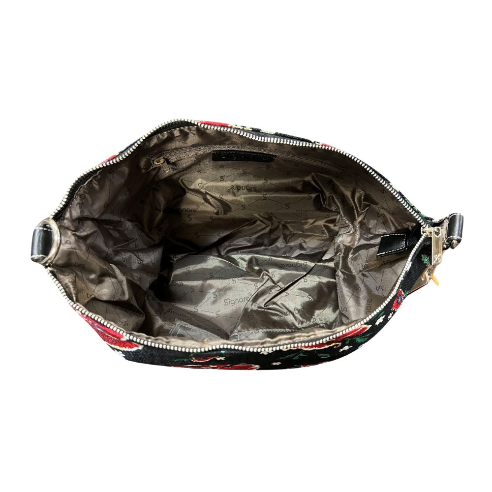 Frida Kahlo Poppy Black and Red Slouch Shoulder Bag
