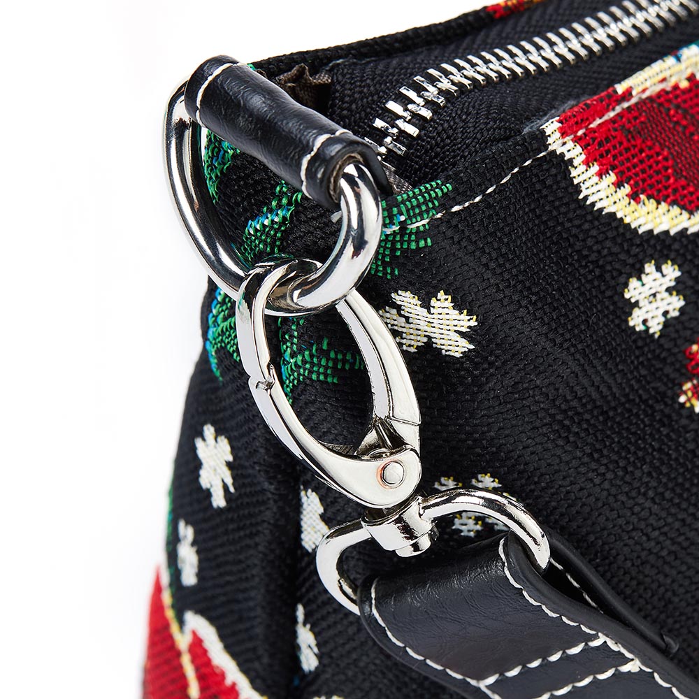 Frida Kahlo Poppy Black and Red Slouch Shoulder Bag