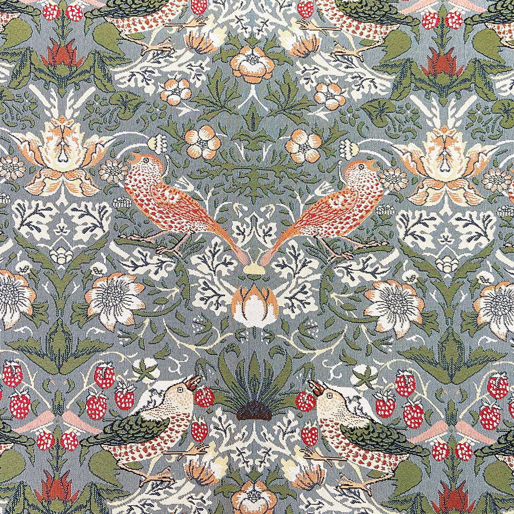 William Morris Strawberry Thief Grey Panelled Pillowcase/Cushion Cover 18x18 Inch