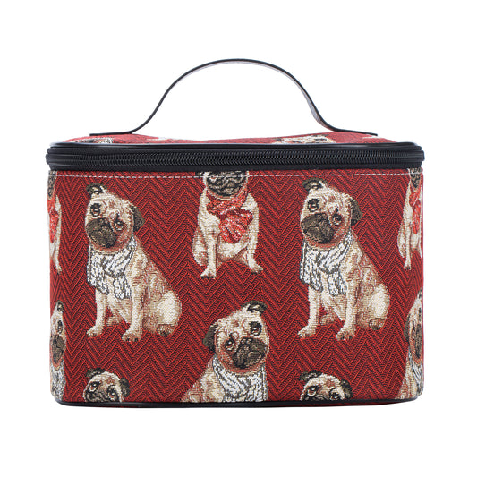 Pug Dog Red Toiletry Bag/ Toiletries Organizer