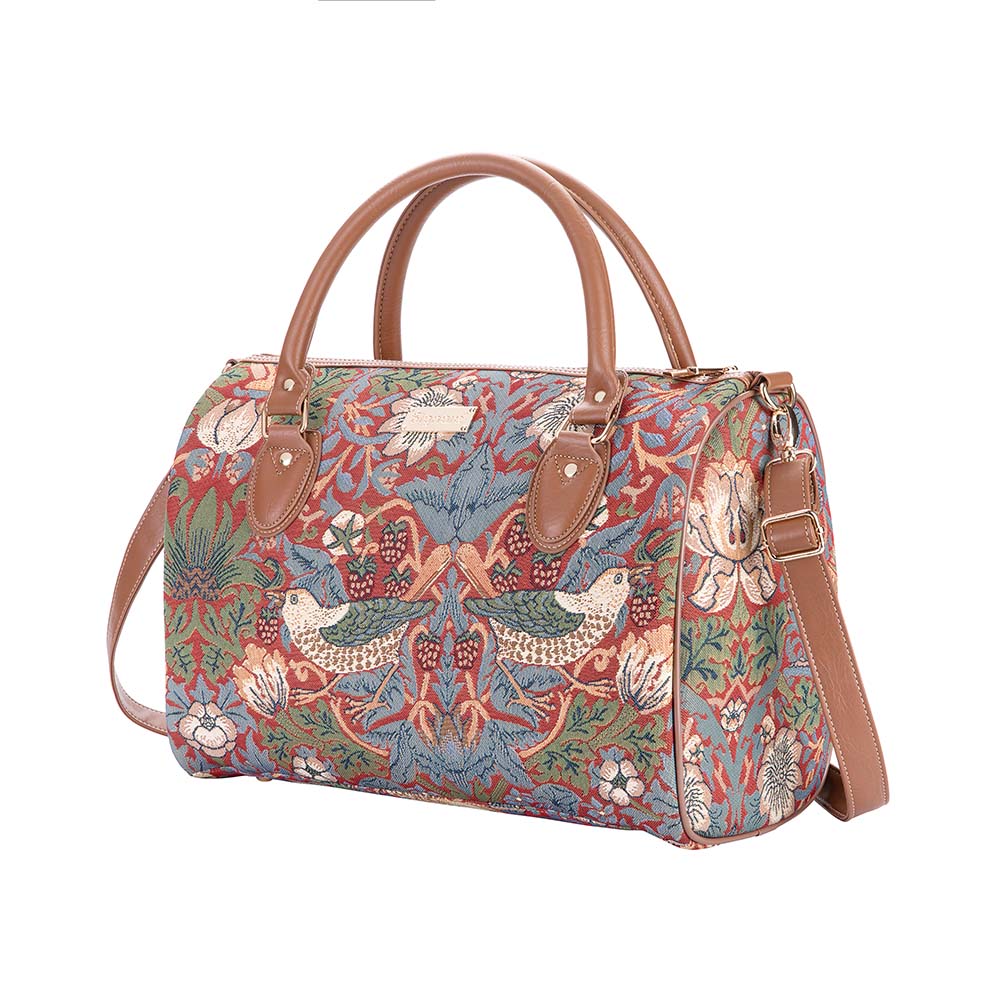 William Morris Strawberry Thief Red Travel Bag