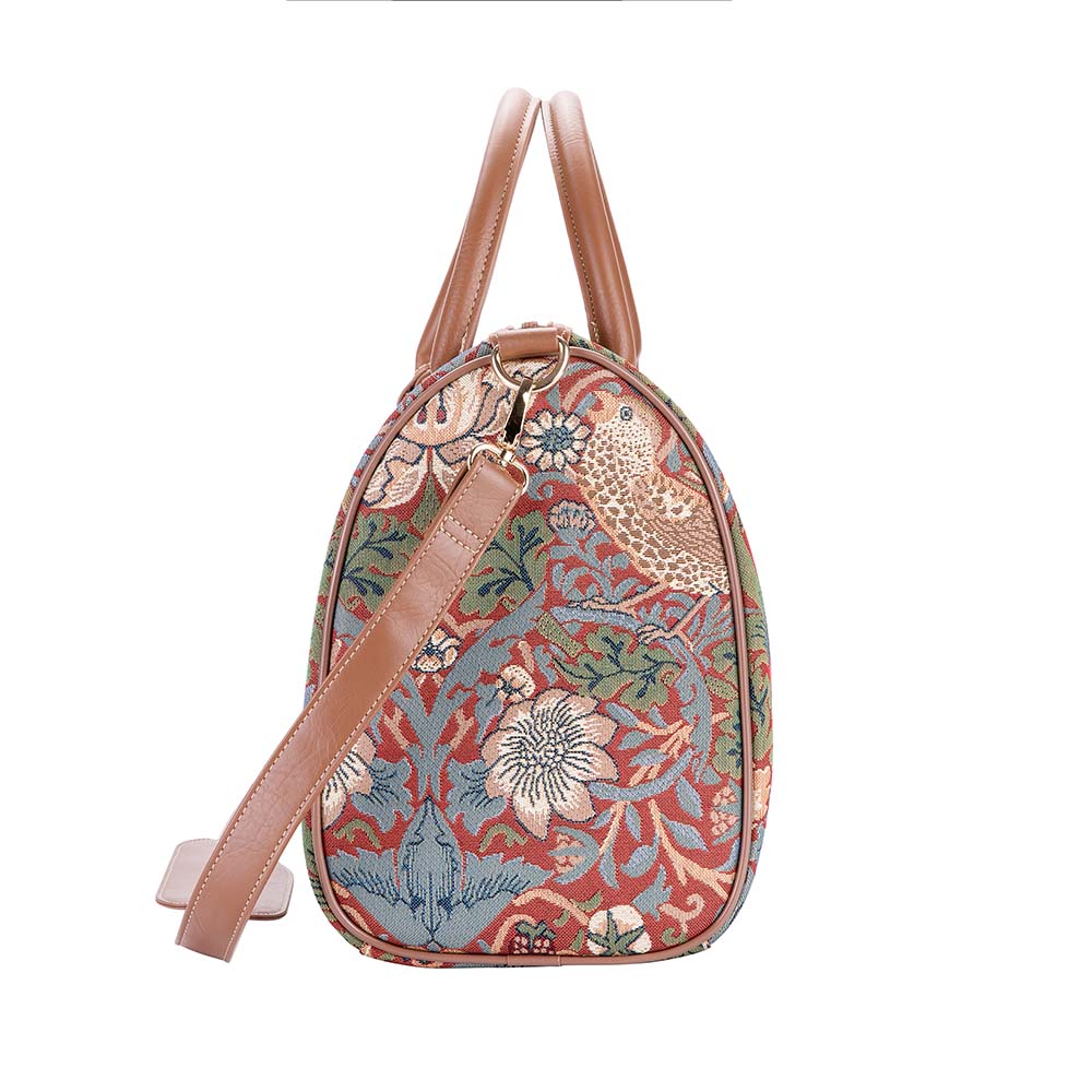 William Morris Strawberry Thief Red Travel Bag