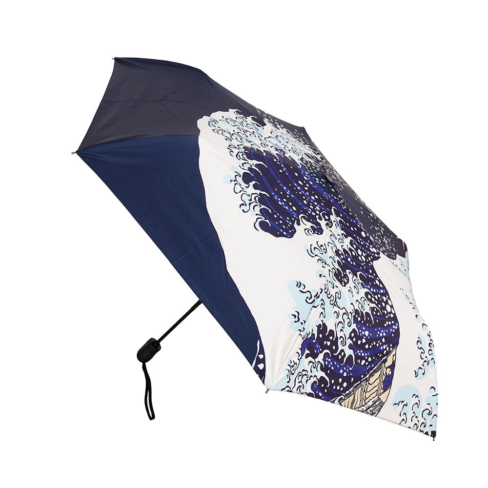 The British Museum - Great Wave off Kanagawa Navy Blue Automatic Folding Umbrella