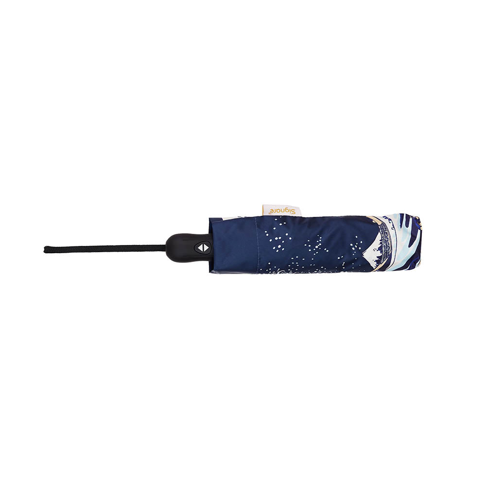 The British Museum - Great Wave off Kanagawa Navy Blue Automatic Folding Umbrella