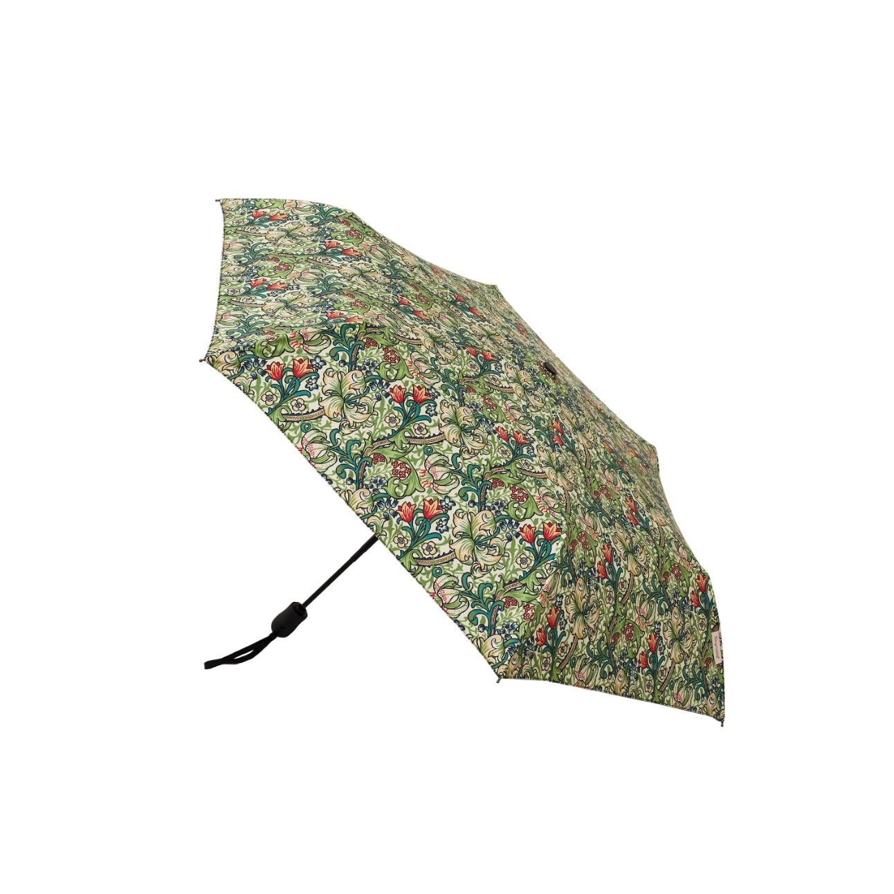 Golden Lily Green Automatic Folding Umbrella