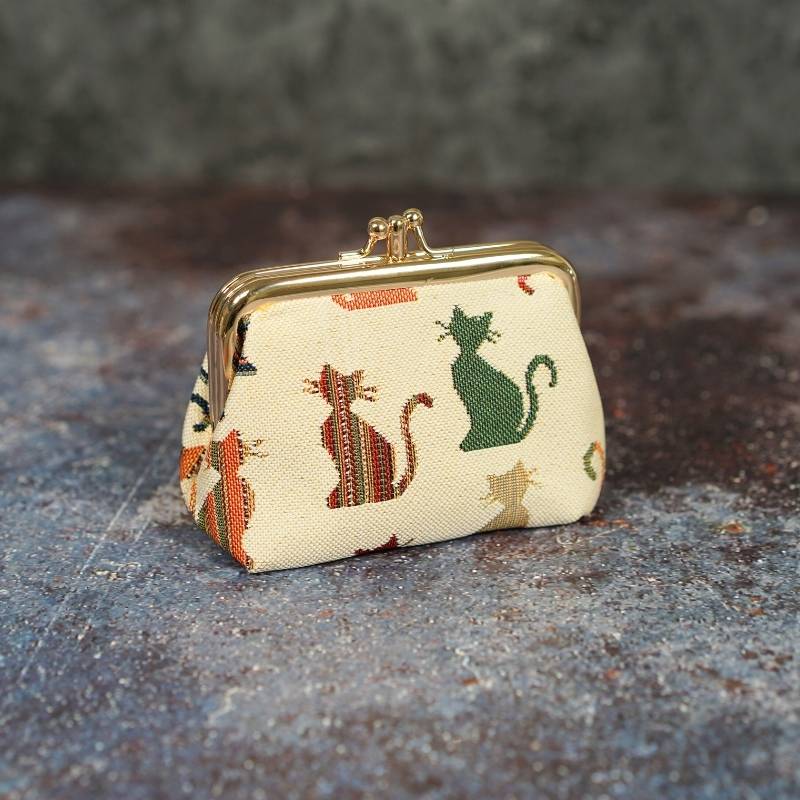 Cheeky Cat Coin Clasp Frame Purse Wallet