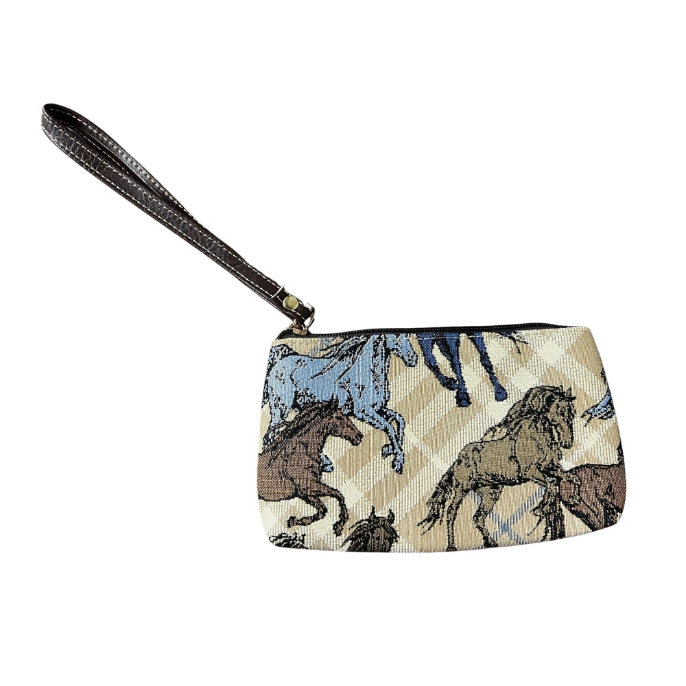 Blue Horse Wristlet Purse
