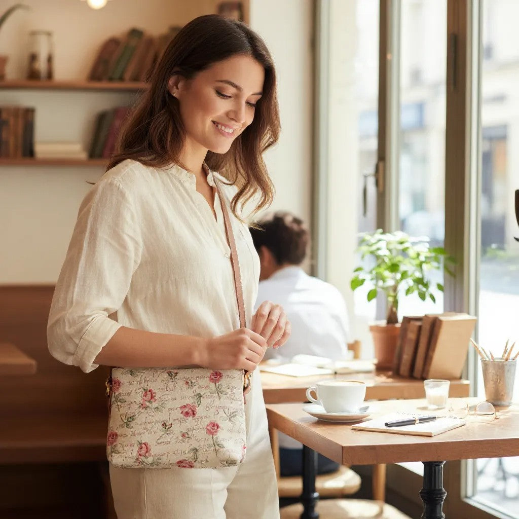 Rose Pink Floral Crossbody Bag