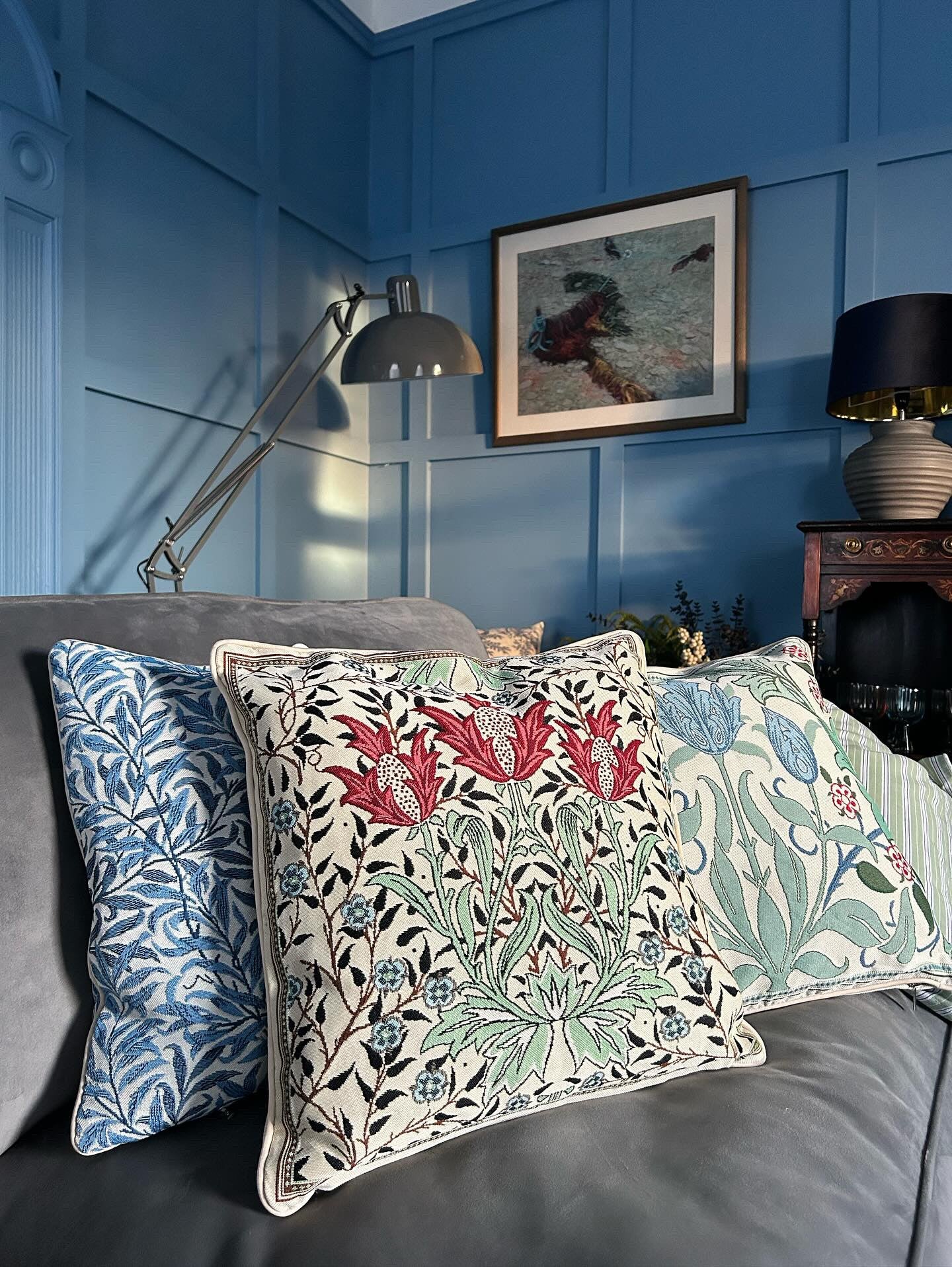 William Morris Bourne - Panelled Pillowcase/Cushion Cover 18x18 Inch
