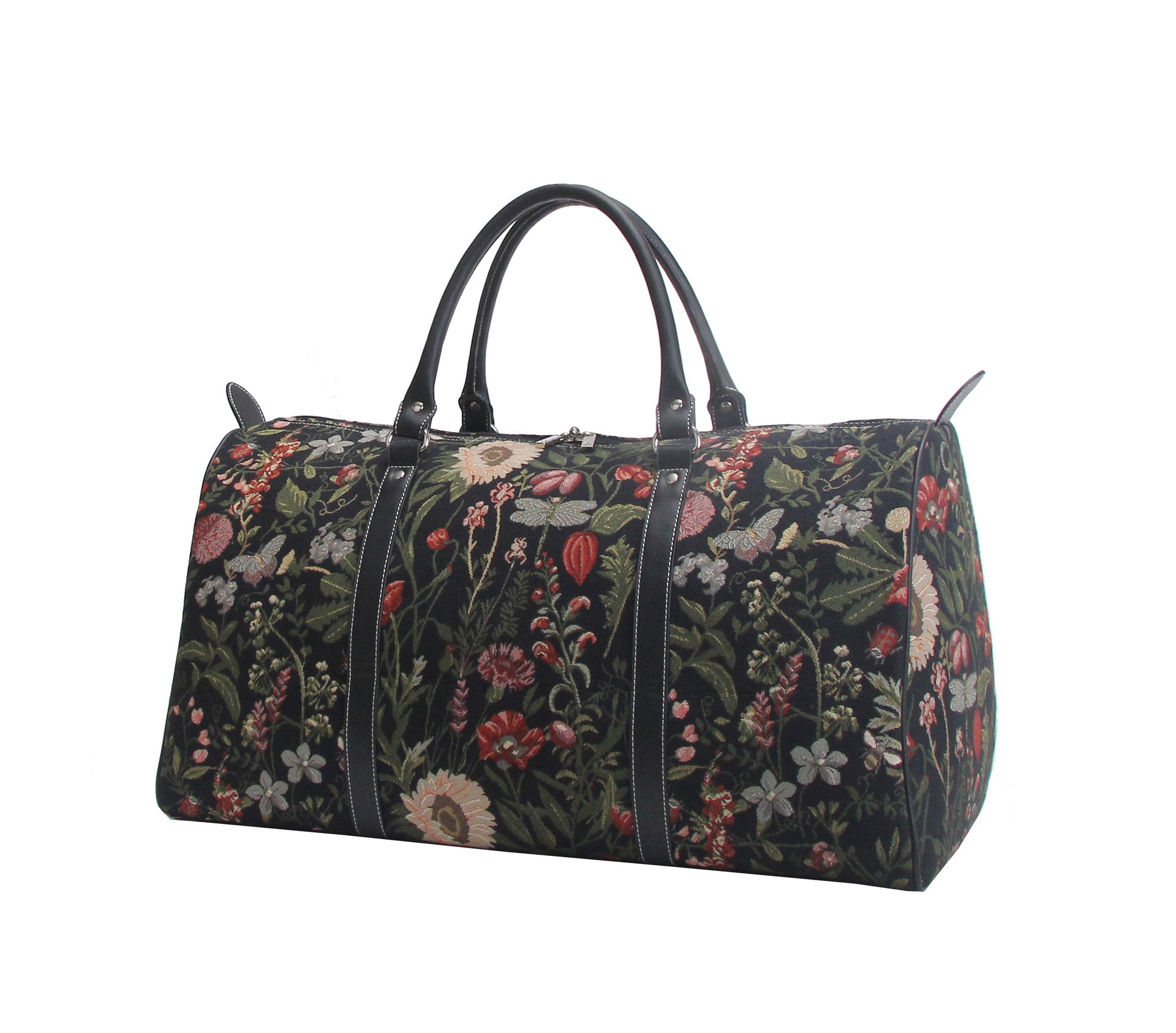 big travel duffel bag Morning Garden Black Big Travel Duffel Bag