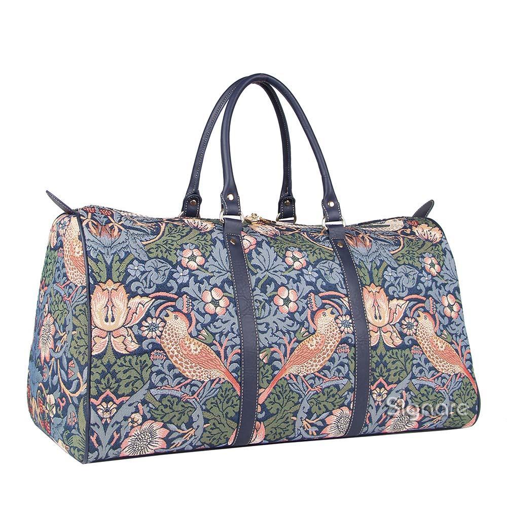 BHOLD-STBL | William Morris Strawberry Thief Blue Big Holdall/Duffel Bag - www.signareusa.com