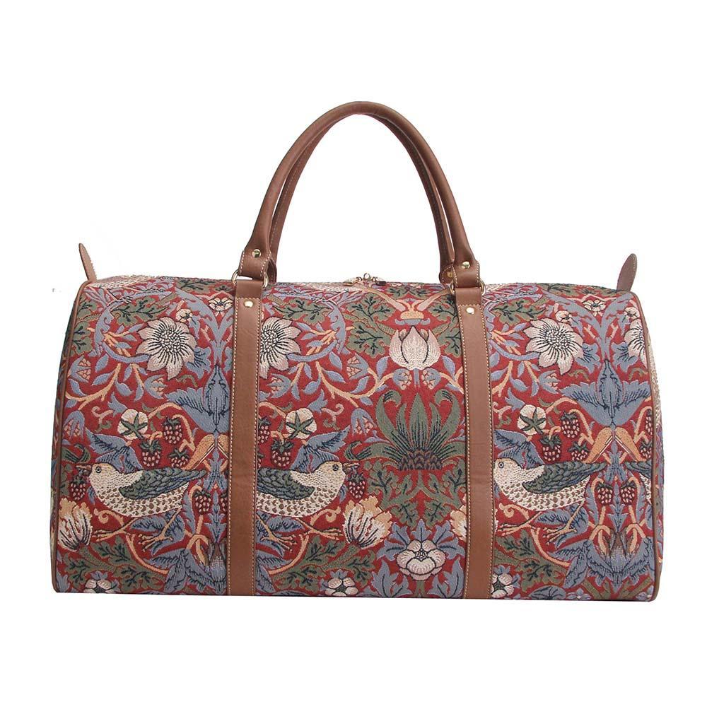 BHOLD-STRD | William Morris Strawberry Thief Red Big Holdall/Duffel Bag - www.signareusa.com