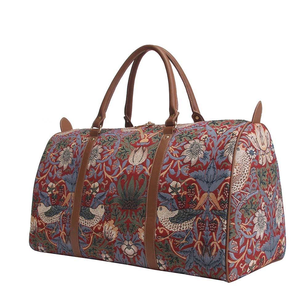 BHOLD-STRD | William Morris Strawberry Thief Red Big Holdall/Duffel Bag - www.signareusa.com