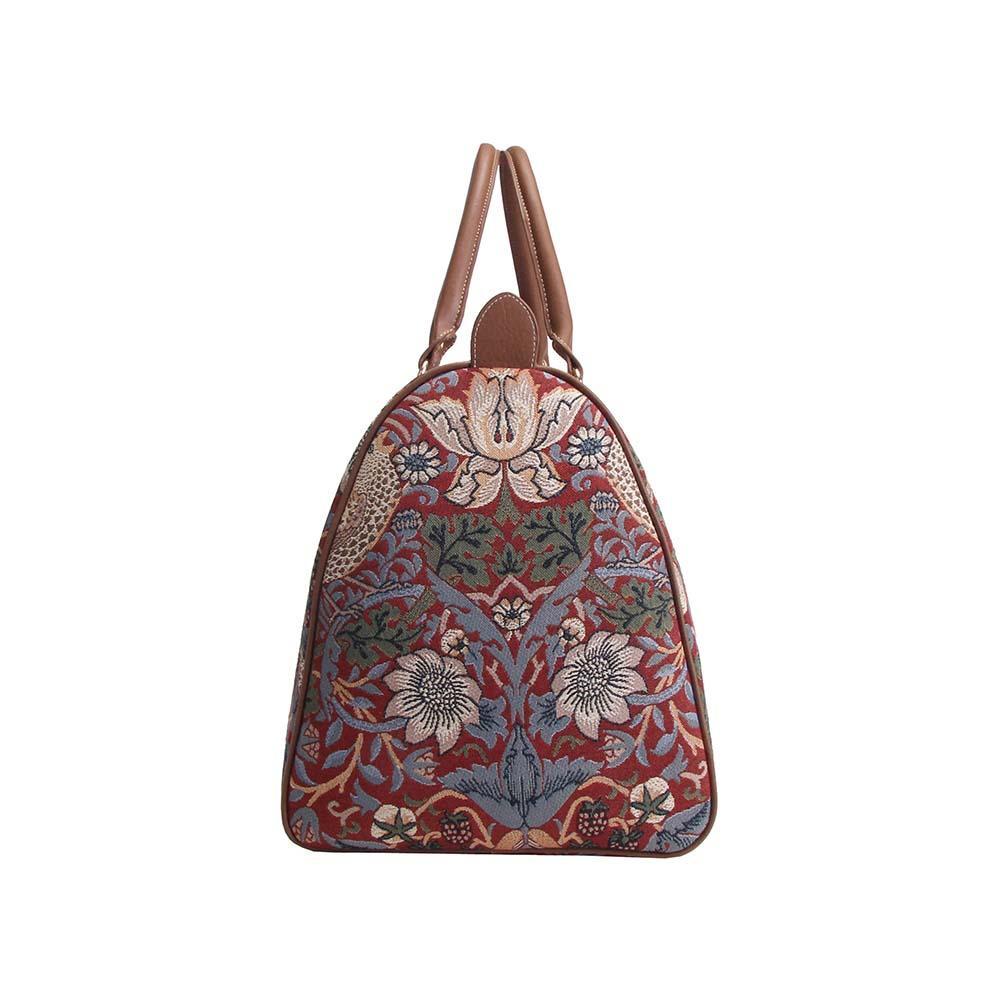 BHOLD-STRD | William Morris Strawberry Thief Red Big Holdall/Duffel Bag - www.signareusa.com