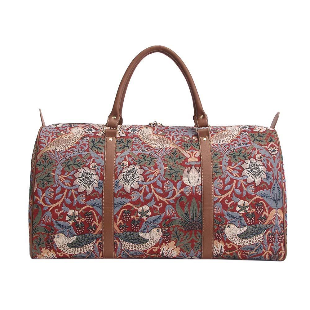 BHOLD-STRD | William Morris Strawberry Thief Red Big Holdall/Duffel Bag - www.signareusa.com