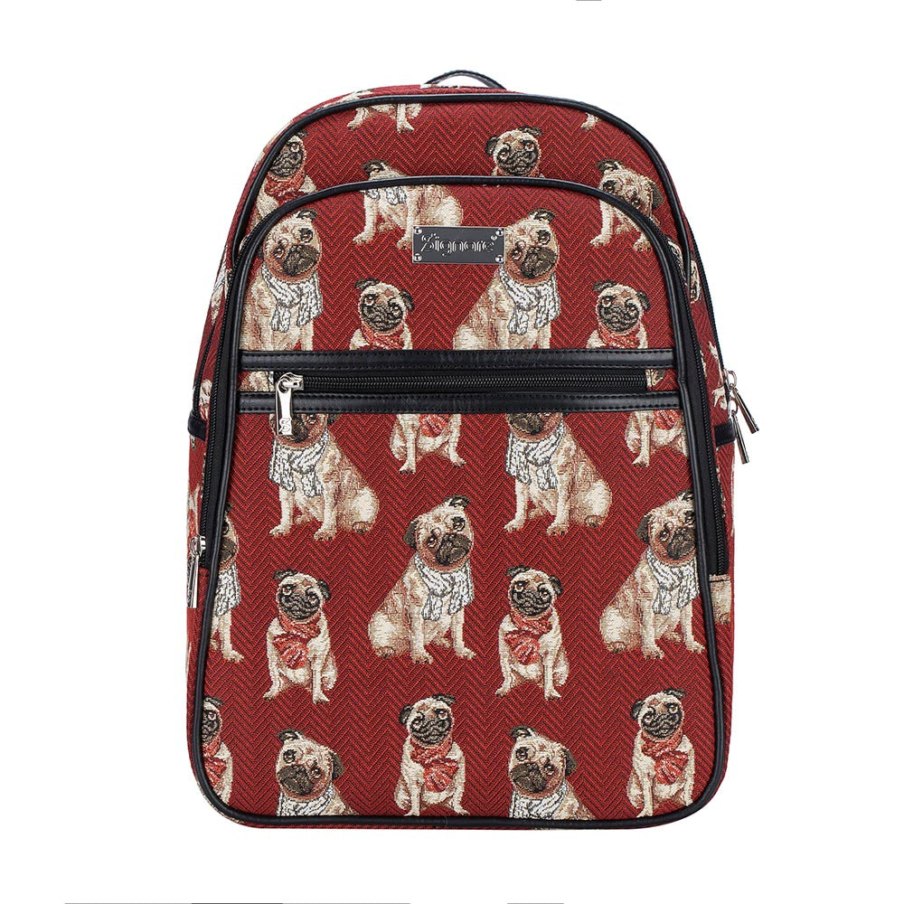 Pug Dog Animal Design Red Backpack