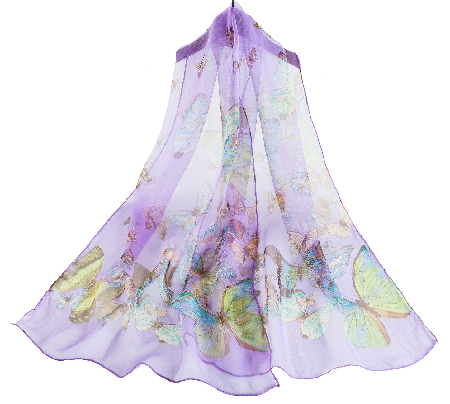 SC-BUTT-PURP | Purple 100% Pure Silk Butterfly Scarf - www.signareusa.com