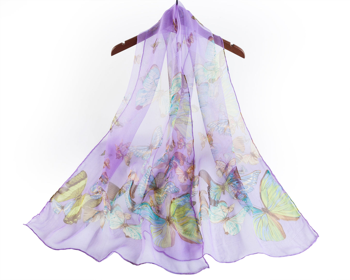 SC-BUTT-PURP | Purple 100% Pure Silk Butterfly Scarf - www.signareusa.com