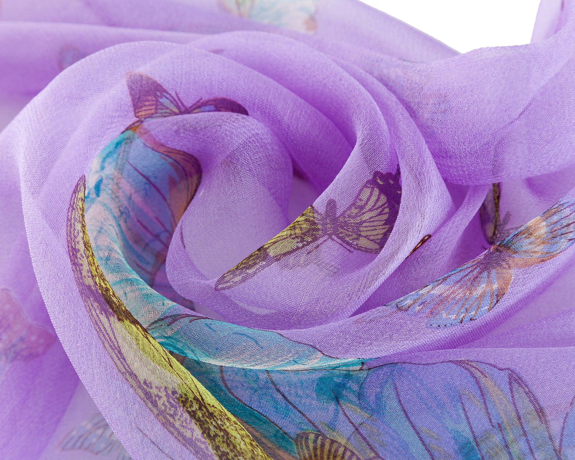 SC-BUTT-PURP | Purple 100% Pure Silk Butterfly Scarf - www.signareusa.com