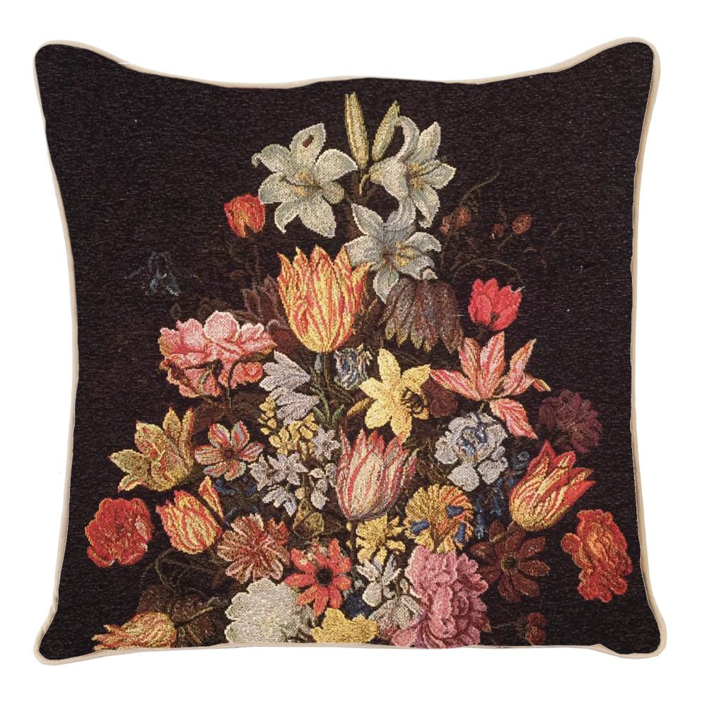 CCOV-ART-AB-STILL | AMBROSIUS BOSSCHAERT A STILL LIFE OF FLOWERS IN A WAN-LI VASE PILLOWCASE/CUSHION COVER 18X18 INCH - www.signareusa.com